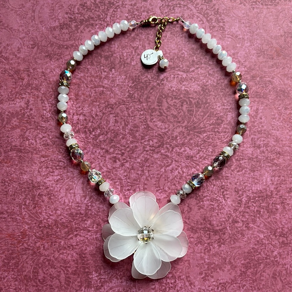 White Floral Necklace